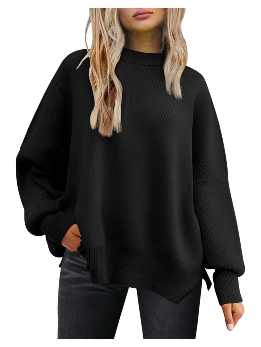 Oversized Crewneck Long Sleeve Sweater Tunic Pullover